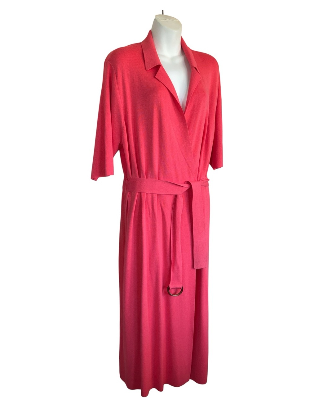 Ann Taylor Sweater Dress, Women's XL, Salmon Pink, faux wrap Front, tie belt NWT